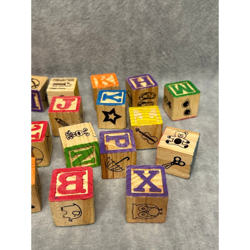 Ankyo Alphabet Blocks Kids Multicolor 25 Good Wooden ABC Learning Toy Set
